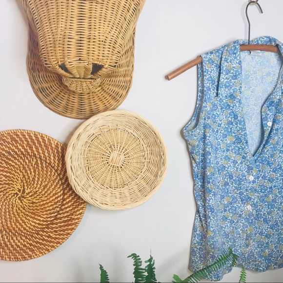 vtg vsco retro floral Button Up popover tank - Picture 4 of 5